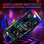New Rixing NR8806 Portable Outdoor Wireless Bluetooth Speaker RGB Colorful Subwoofer, Style:Single Mic(Black)