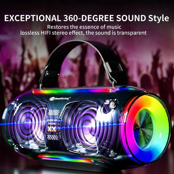 New Rixing NR8806 Portable Outdoor Wireless Bluetooth Speaker RGB Colorful Subwoofer, Style:Without Mic(Blue)