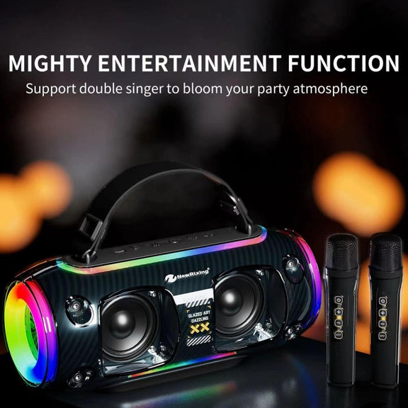 New Rixing NR8806 Portable Outdoor Wireless Bluetooth Speaker RGB Colorful Subwoofer, Style:Without Mic(Blue)