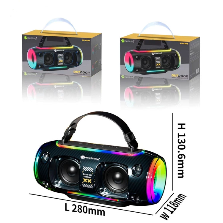 New Rixing NR8806 Portable Outdoor Wireless Bluetooth Speaker RGB Colorful Subwoofer, Style:Single Mic(Blue)