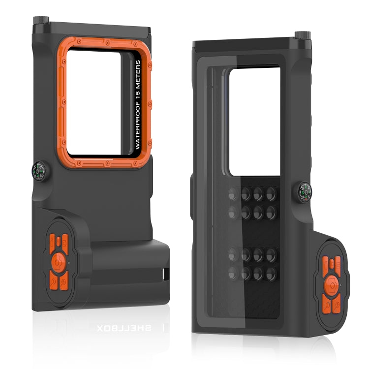 Diving Shell Gen3 Bluetooth Water-resistant Phone Case(Black Orange)