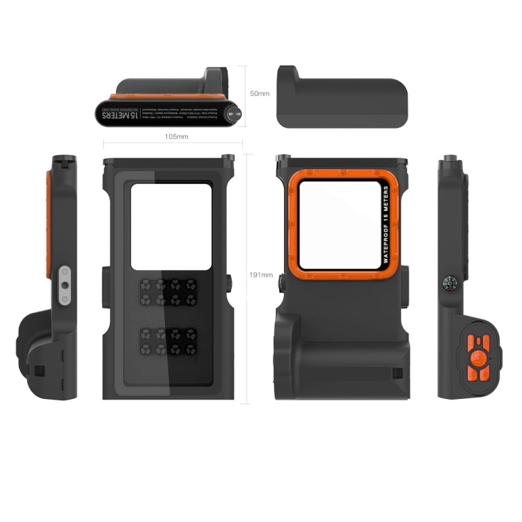 Diving Shell Gen3 Bluetooth Water-resistant Phone Case(Black Orange)