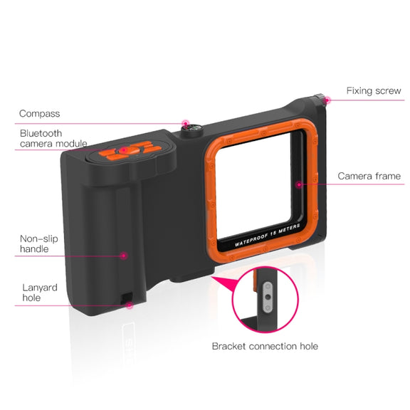 Diving Shell Gen3 Bluetooth Water-resistant Phone Case(Black Orange)