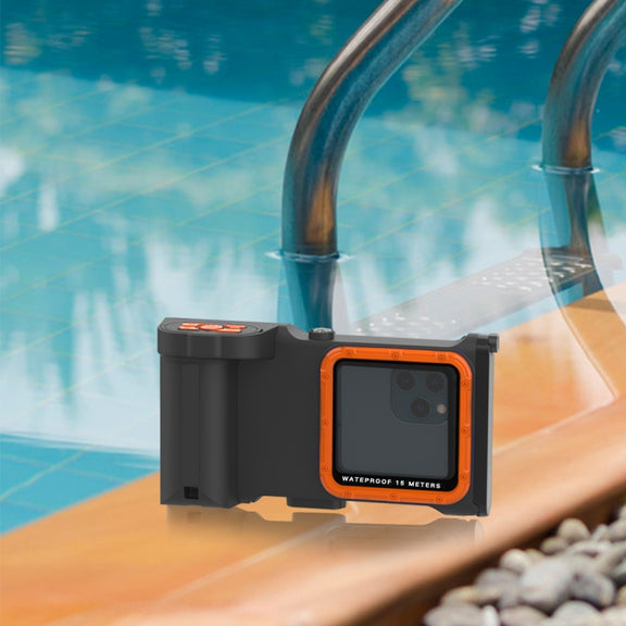 Diving Shell Gen3 Bluetooth Water-resistant Phone Case(Black Orange)