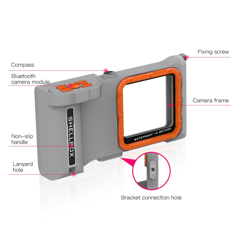 Diving Shell Gen3 Bluetooth Water-resistant Phone Case(Grey Orange)