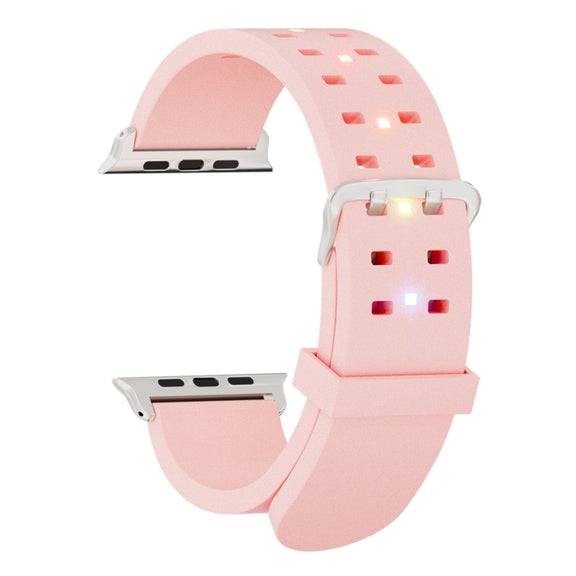 For Apple Watch SE 2023 44mm Luminous Colorful Light Silicone Watch Band(Pink)