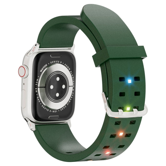 For Apple Watch Ultra 2 49mm Luminous Colorful Light Silicone Watch Band(Green)