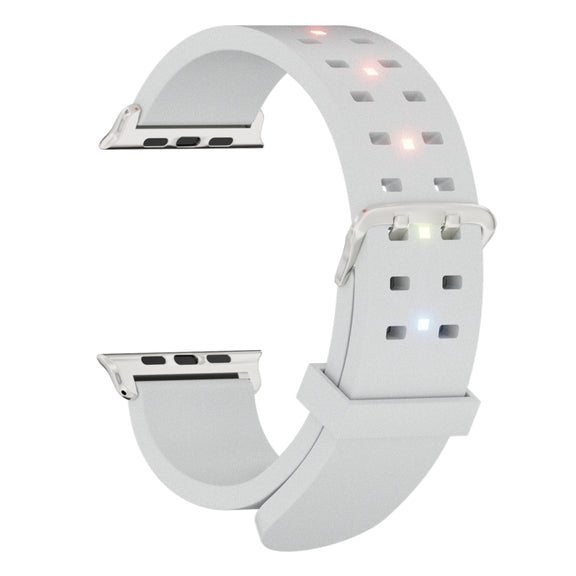 For Apple Watch Series 9 41mm Luminous Colorful Light Silicone Watch Band(Light Grey)