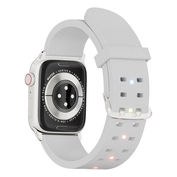 For Apple Watch Series 8 41mm Luminous Colorful Light Silicone Watch Band(Light Grey)
