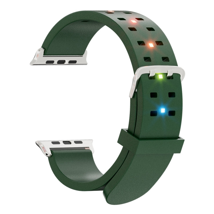 For Apple Watch SE 2022 40mm Luminous Colorful Light Silicone Watch Band(Green)