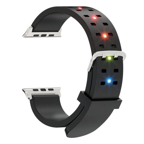 For Apple Watch Series 3 38mm Luminous Colorful Light Silicone Watch Band(Black)