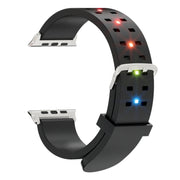 For Apple Watch Series 3 42mm Luminous Colorful Light Silicone Watch Band(Black)