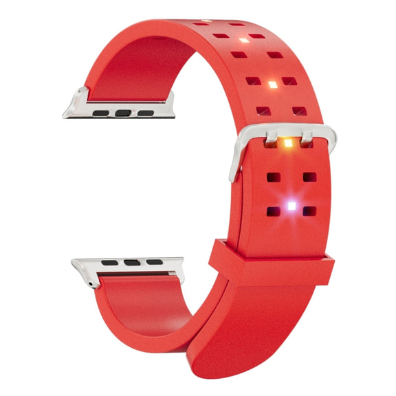 For Apple Watch 38mm Luminous Colorful Light Silicone Watch Band(Red)