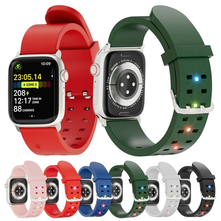 For Apple Watch Series 9 45mm Luminous Colorful Light Silicone Watch Band(Red)