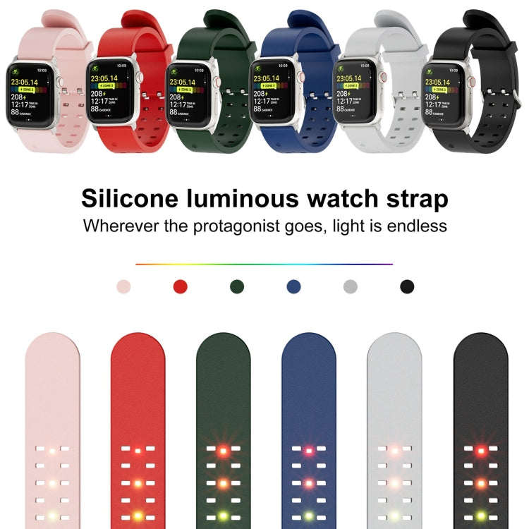 For Apple Watch SE 2022 44mm Luminous Colorful Light Silicone Watch Band(Blue)