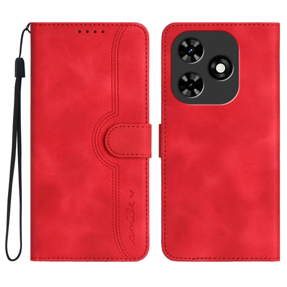 For Tecno Spark Go 2024 Heart Pattern Skin Feel Leather Phone Case(Red)