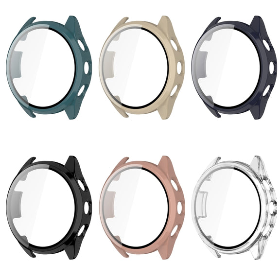 For Garmin Forerunner 165 PC + Tempered Film Integrated Watch Protective Case(Black)