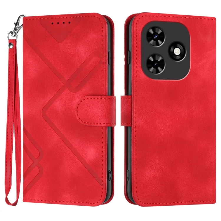 For Tecno Spark Go 2024 Line Pattern Skin Feel Leather Phone Case(Red)