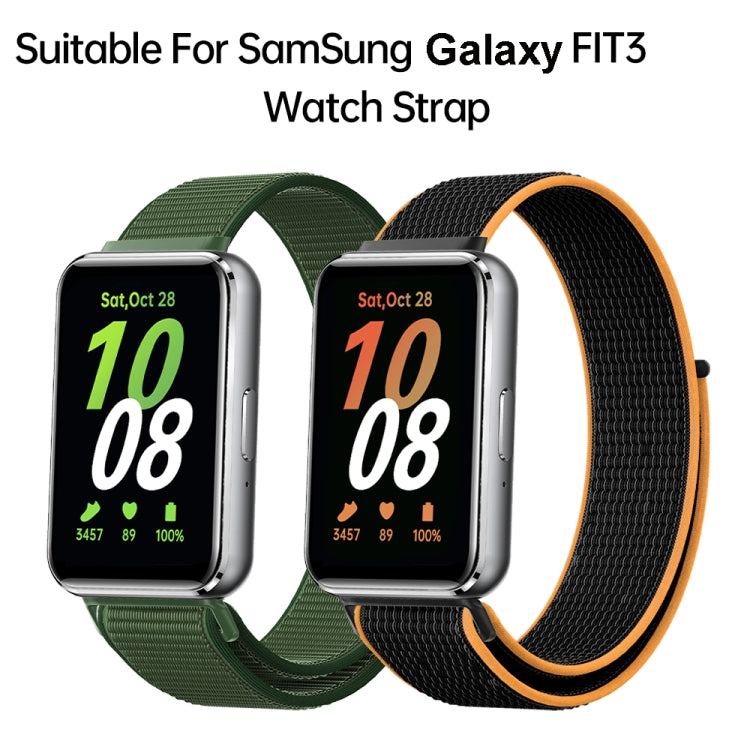 For Samsung Galaxy Fit 3 Woven Nylon Loop Watch Band(Grey White)