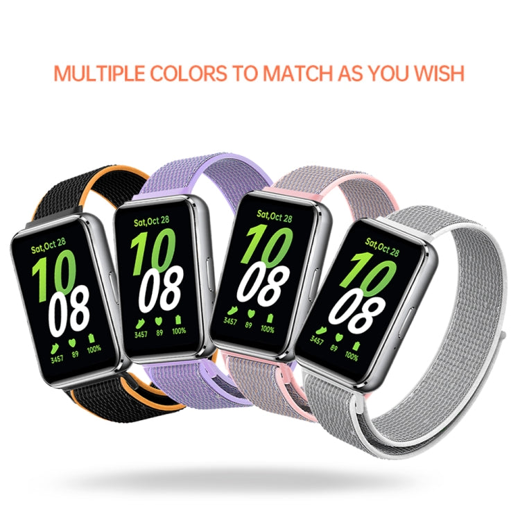 For Samsung Galaxy Fit 3 Woven Nylon Loop Watch Band(Black Orange)