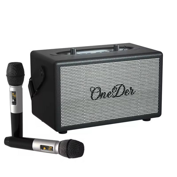Oneder D7 Bluetooth Speaker Outdoor Karaoke Wireless Speakers With Two Mic(Black)