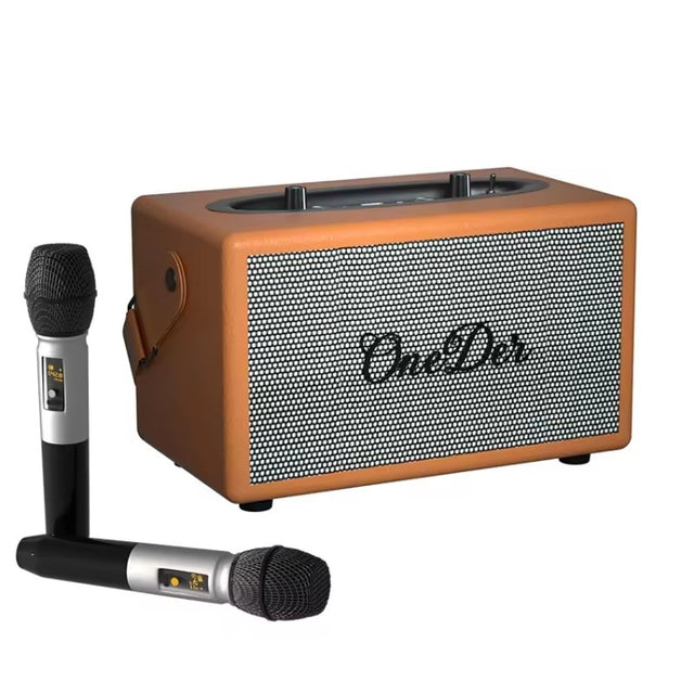Oneder D7 Bluetooth Speaker Outdoor Karaoke Wireless Speakers With Two Mic(Orange)
