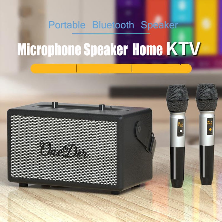 Oneder D7 Bluetooth Speaker Outdoor Karaoke Wireless Speakers With Two Mic(Brown)