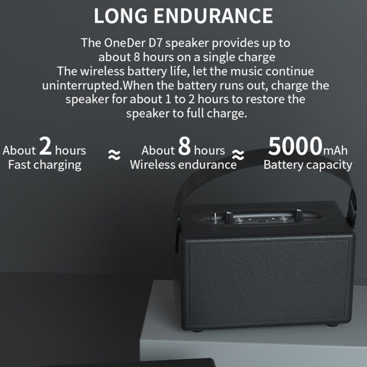 Oneder D7 Bluetooth Speaker Outdoor Karaoke Wireless Speakers With Two Mic(Brown)