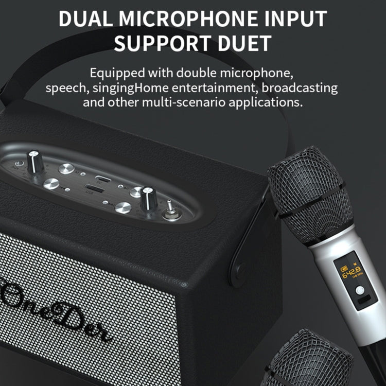 Oneder D7 Bluetooth Speaker Outdoor Karaoke Wireless Speakers With Two Mic(Cyan)