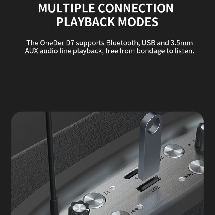 Oneder D7 Bluetooth Speaker Outdoor Karaoke Wireless Speakers With Two Mic(Black)