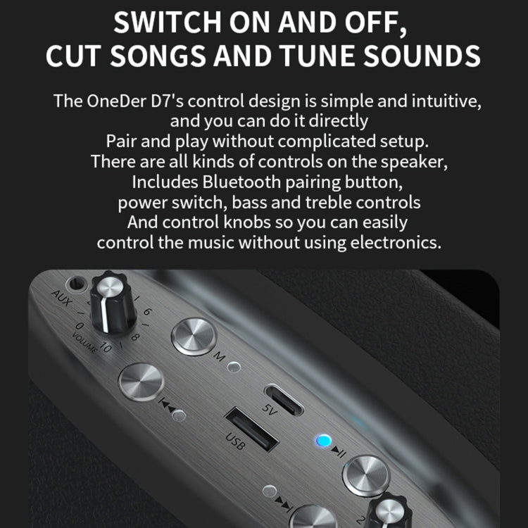 Oneder D7 Bluetooth Speaker Outdoor Karaoke Wireless Speakers With Two Mic(Black)