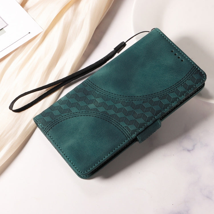 For iPhone 16 Pro Max Embossed Rhombus Starry Leather Phone Case(Green)