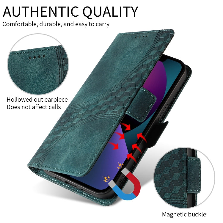 For iPhone 16 Pro Max Embossed Rhombus Starry Leather Phone Case(Green)