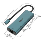 Onten UC125 5 in 1 USB-C / Type-C to HDMI+USB3.0+PD3.0 Multi-function HUB with 100Mbps Network Card