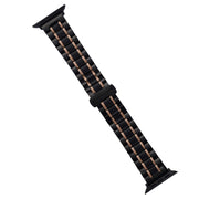For Apple Watch Series 7 41mm Five-Beads Stainless Steel Watch Band(Black Rose Gold)