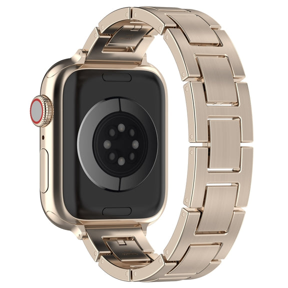 For Apple Watch Series 9 45mm H Slim Stainless Steel Watch Band(Starlight)