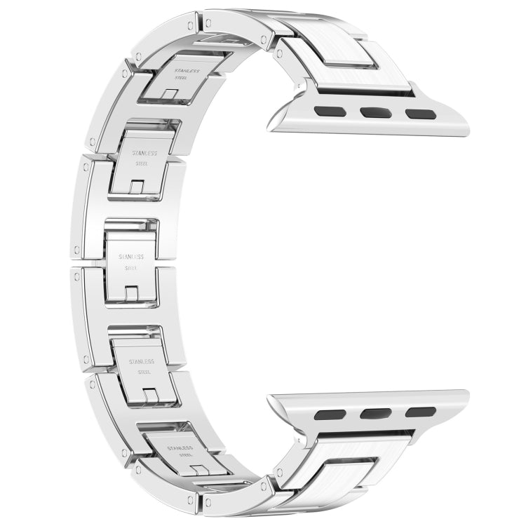 For Apple Watch Series 8 41mm H Slim Stainless Steel Watch Band(Silver)