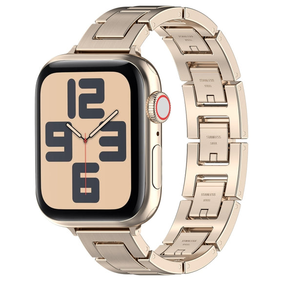 For Apple Watch SE 2022 40mm H Slim Stainless Steel Watch Band(Starlight)