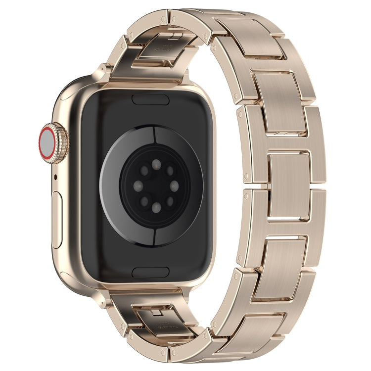 For Apple Watch Series 7 41mm H Slim Stainless Steel Watch Band(Starlight)