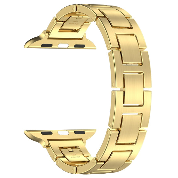 For Apple Watch SE 40mm H Slim Stainless Steel Watch Band(Gold)