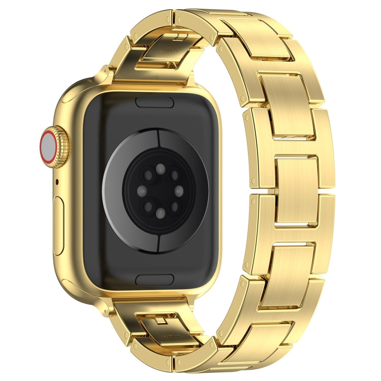 For Apple Watch SE 44mm H Slim Stainless Steel Watch Band(Gold)