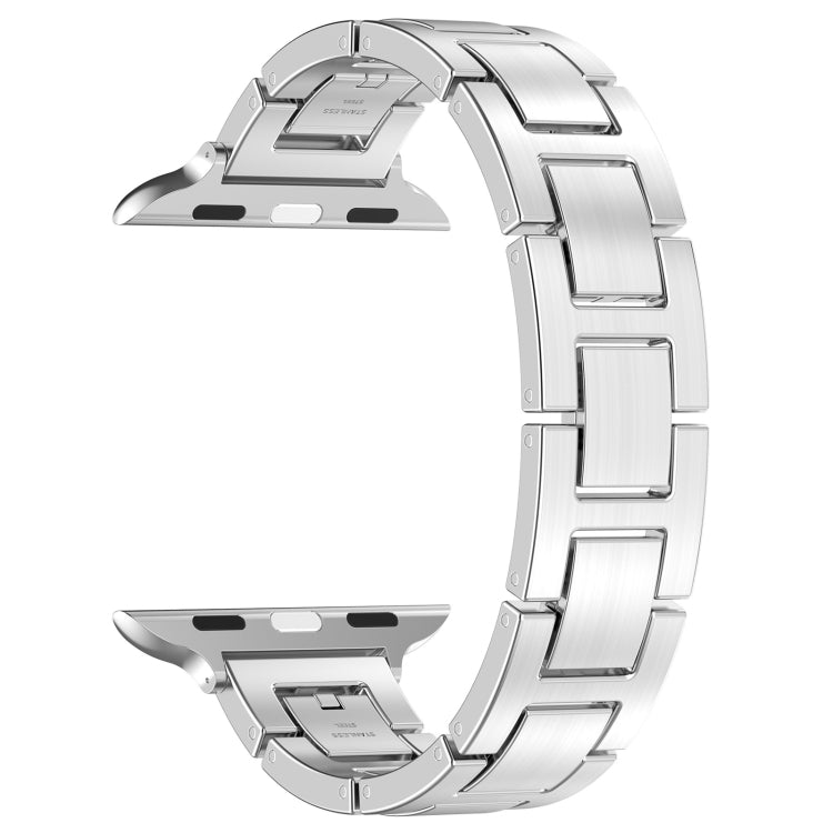 For Apple Watch Series 6 44mm H Slim Stainless Steel Watch Band(Silver)
