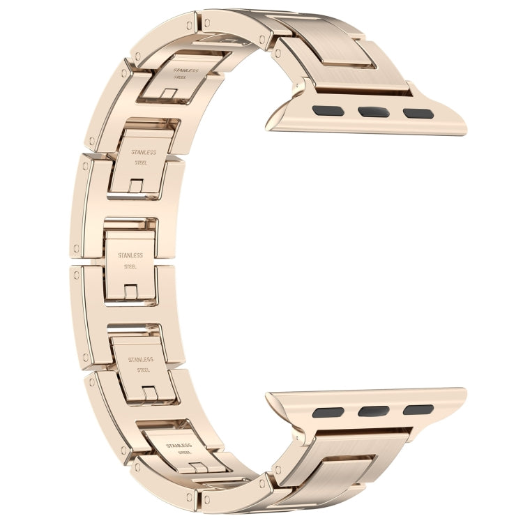 For Apple Watch Series 5 44mm H Slim Stainless Steel Watch Band(Starlight)