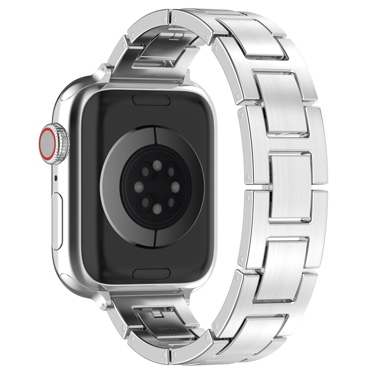 For Apple Watch Series 4 44mm H Slim Stainless Steel Watch Band(Silver)