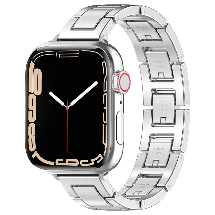 For Apple Watch Series 3 38mm H Slim Stainless Steel Watch Band(Silver)