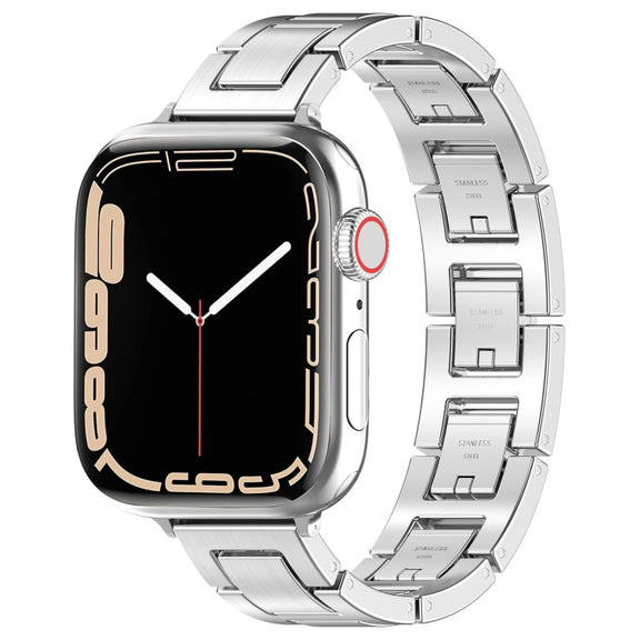 For Apple Watch Series 3 38mm H Slim Stainless Steel Watch Band(Silver)