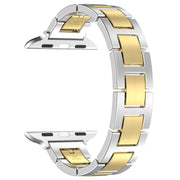 For Apple Watch 42mm H Slim Stainless Steel Watch Band(Silver Gold)