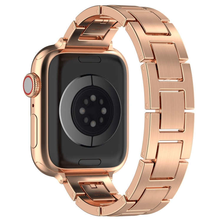 For Apple Watch 38mm H Slim Stainless Steel Watch Band(Rose Gold)