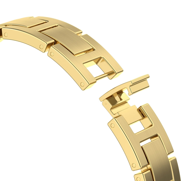 For Apple Watch SE 44mm H Slim Stainless Steel Watch Band(Gold)