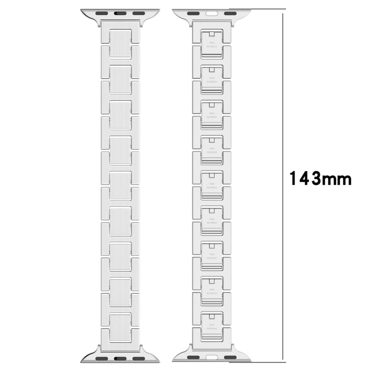 For Apple Watch 42mm H Slim Stainless Steel Watch Band(Silver Gold)